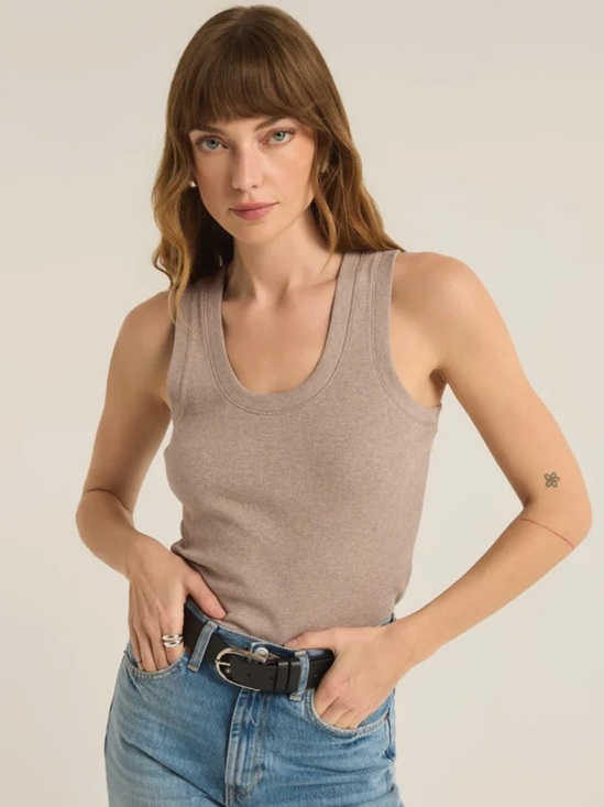 Z Supply Tops - Z Supply Women’s Ribbed Sirena Light Tan Scoop Neck Tank Top Size X-Small